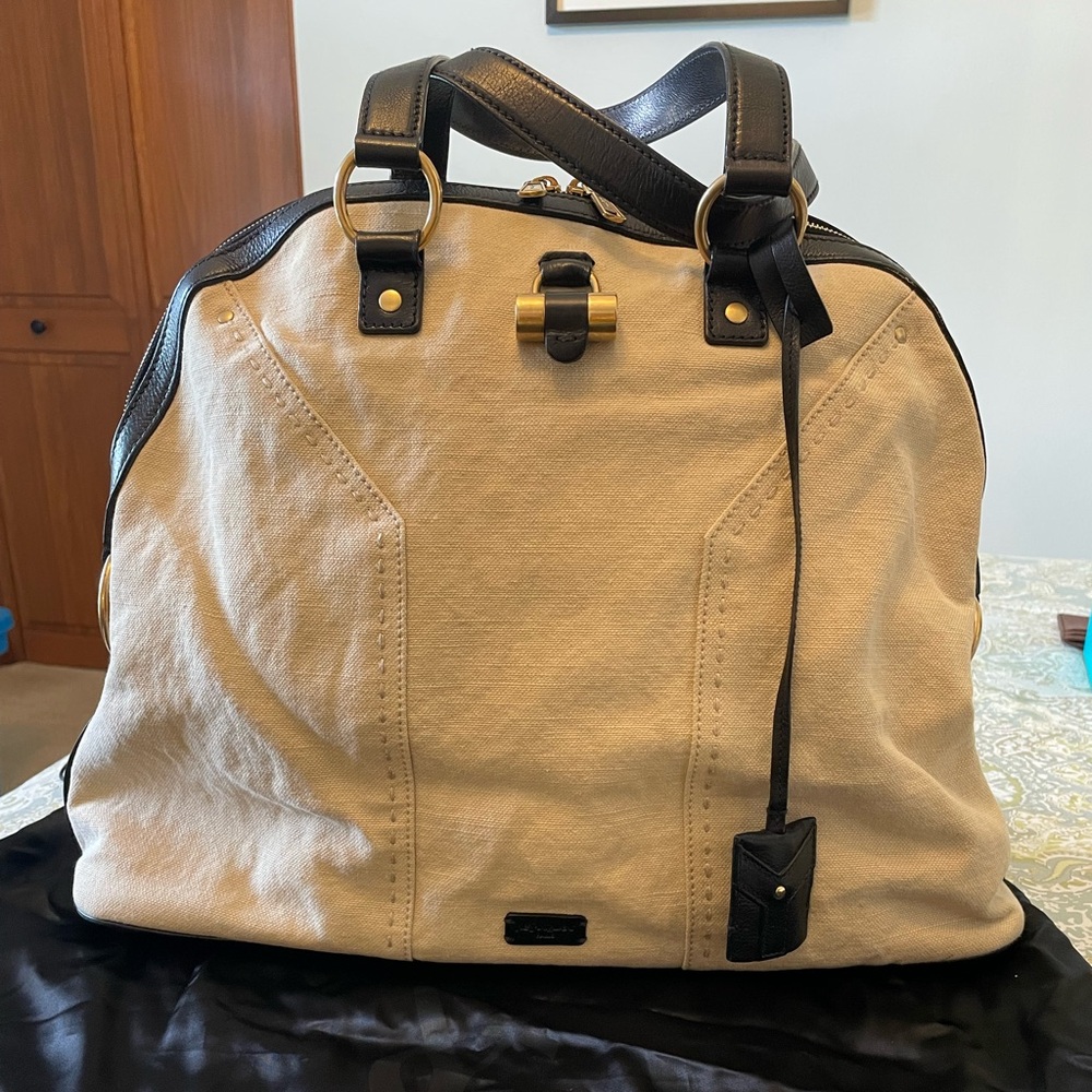 Yves Saint Laurent Muse Canvas & Leather Bag